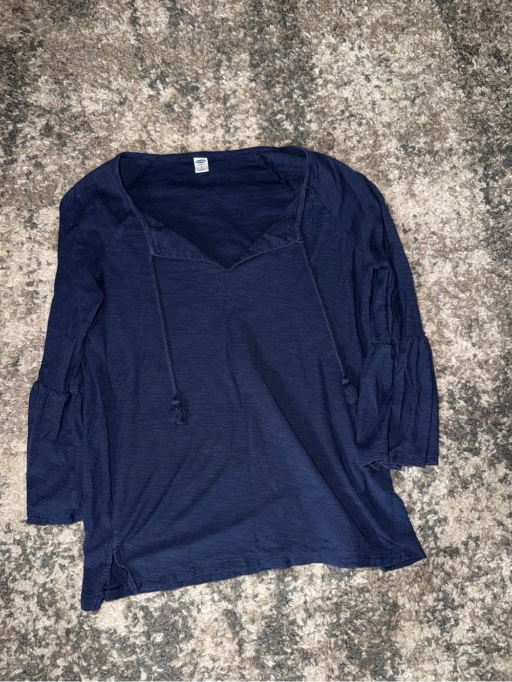 Old Navy Navy V-Neck Tunic Top with Drawstring